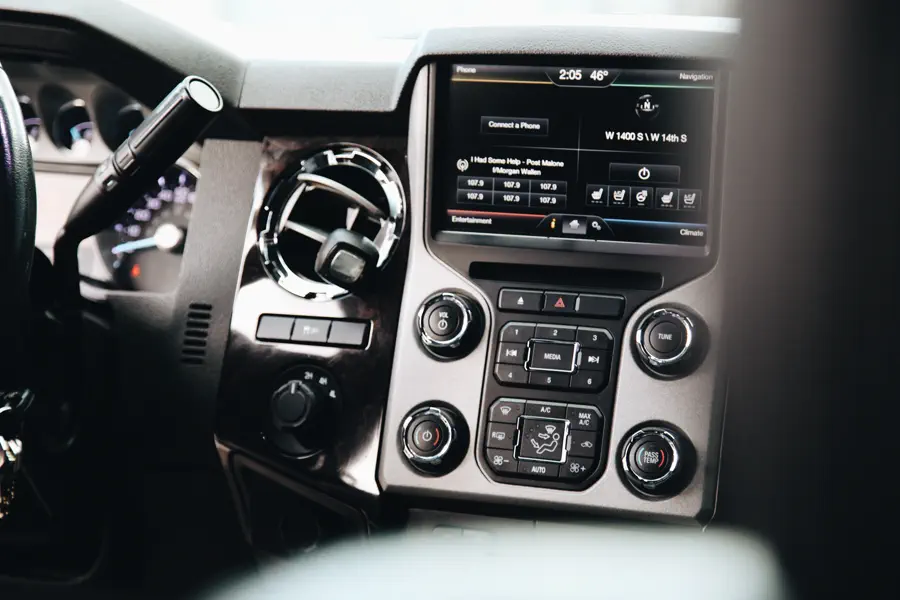 Upgraded dash electronics in a Ford Super Duty with remote start
